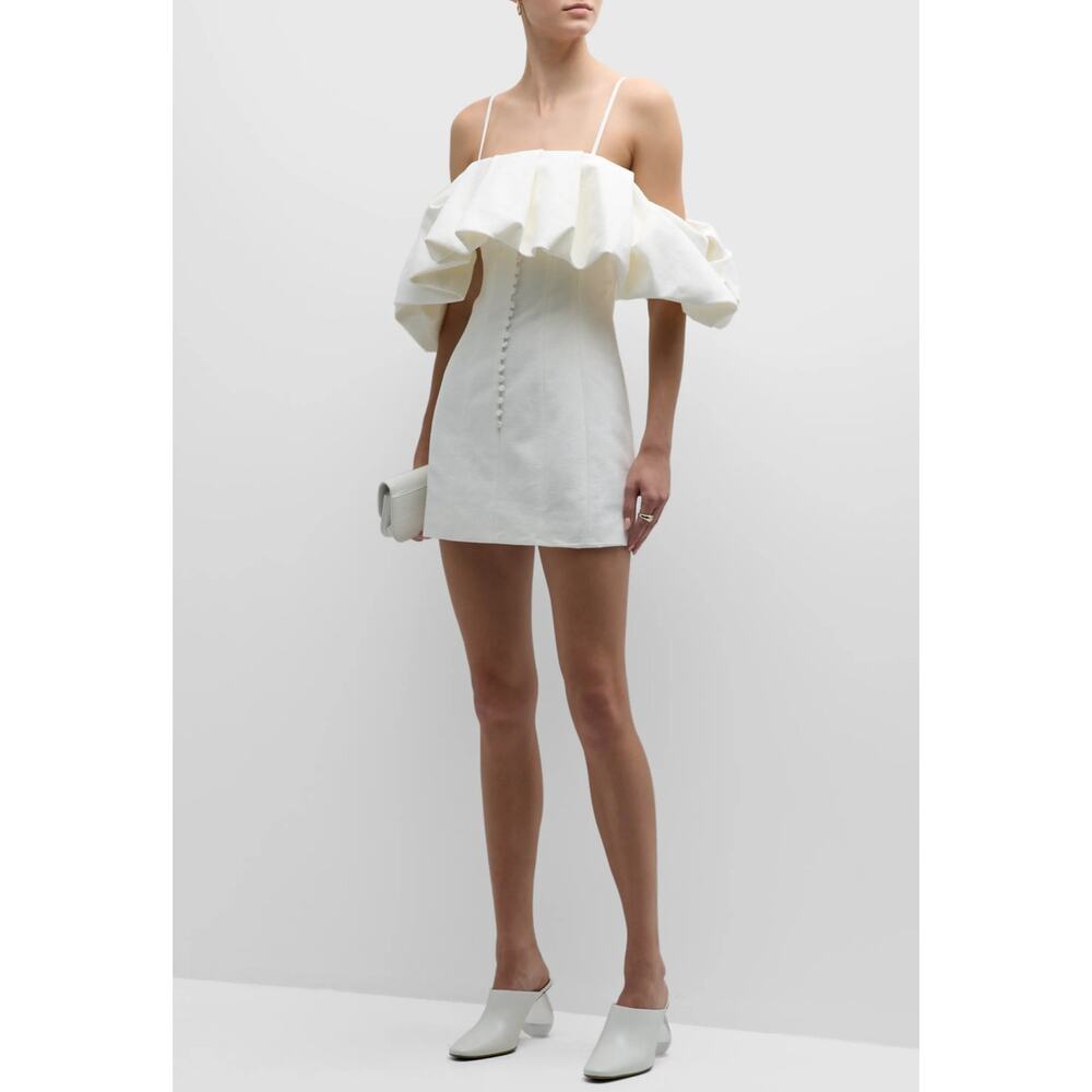 SIMKHAI Puff Detail Cotton & Linen Mini Dress size 10